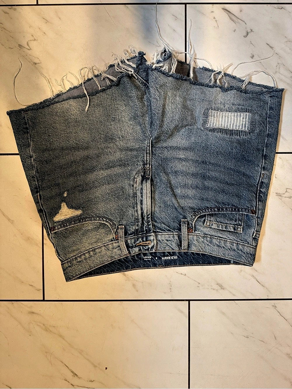 Old Navy Distressed Blue Jean Shorts high rise baggy